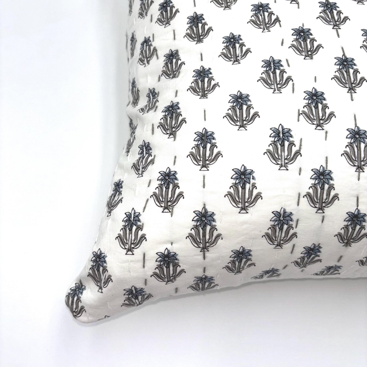 Sephora - hand block printed pillow cover (blue, gray)