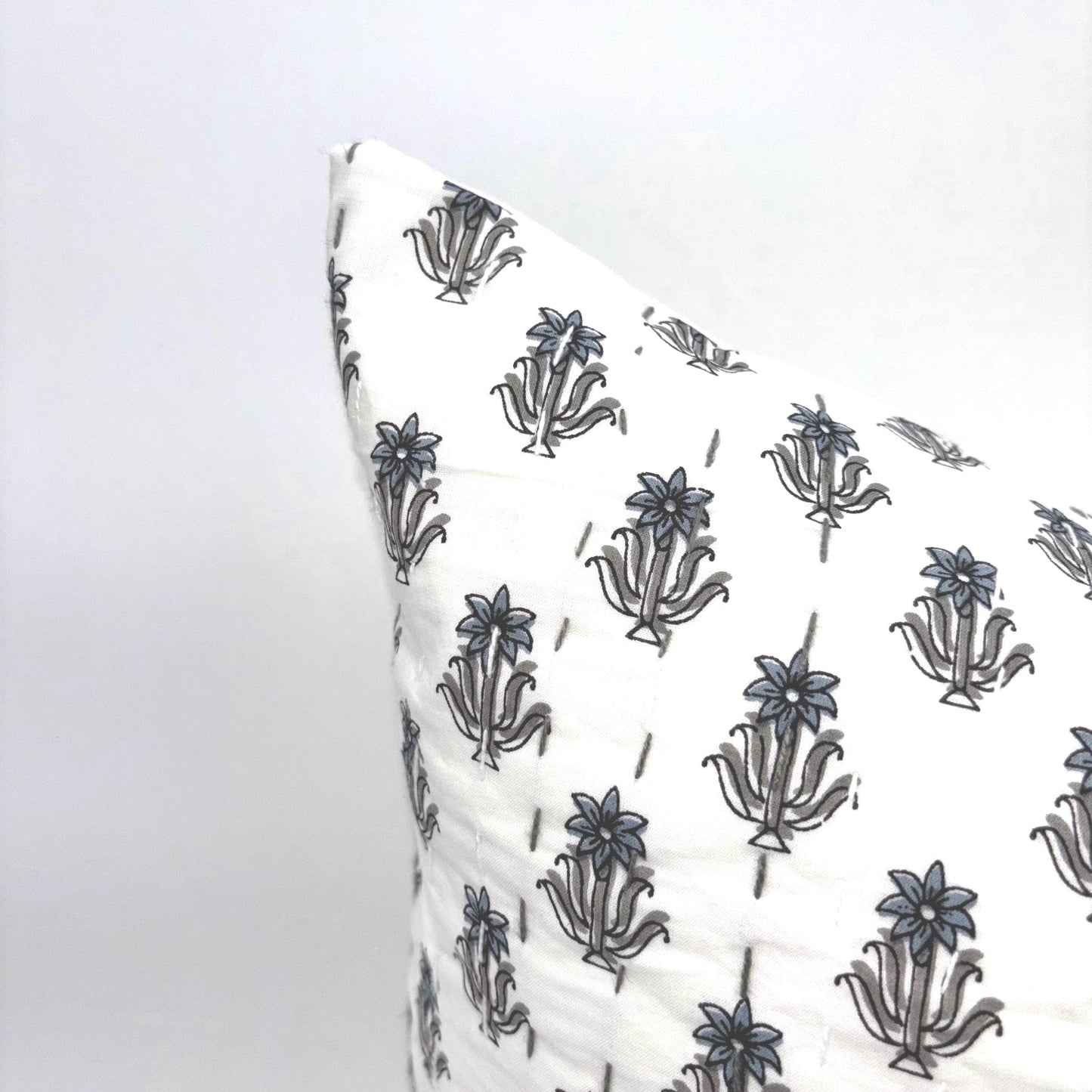 Sephora - hand block printed pillow cover (blue, gray)