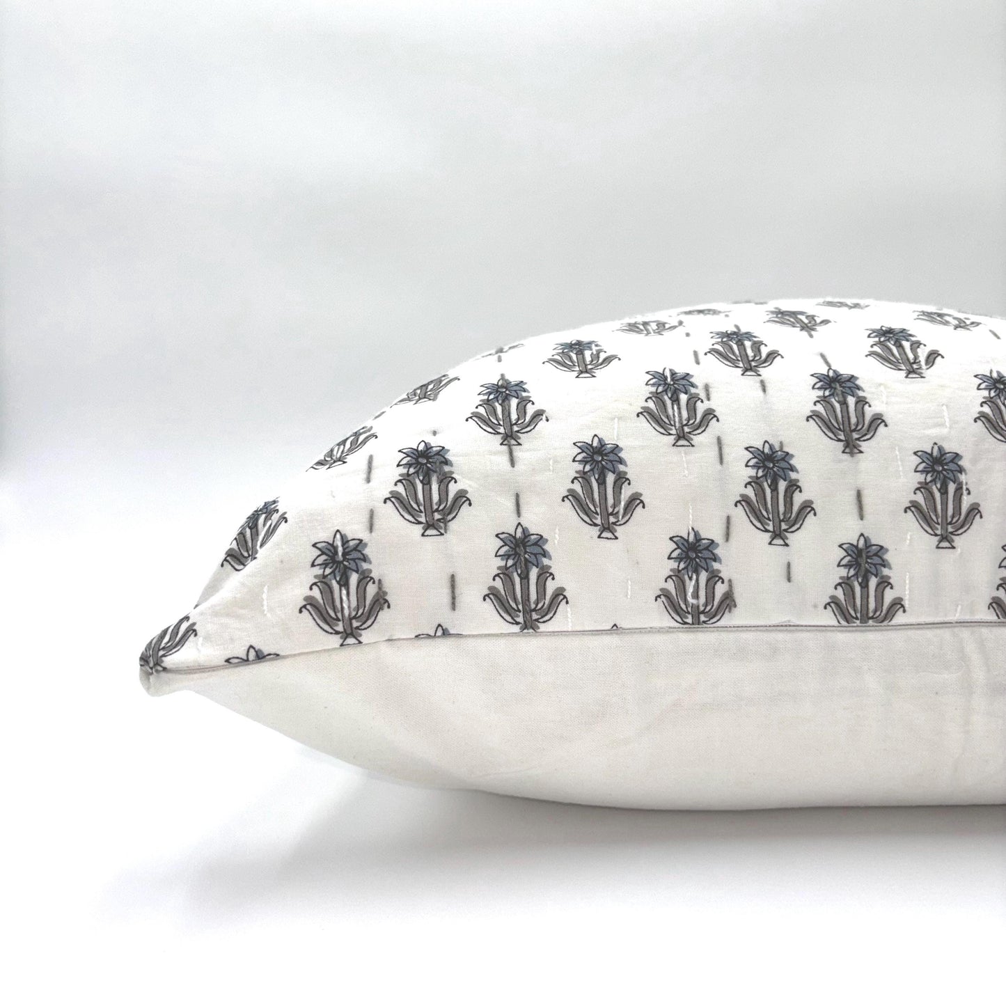 Sephora - hand block printed pillow cover (blue, gray)