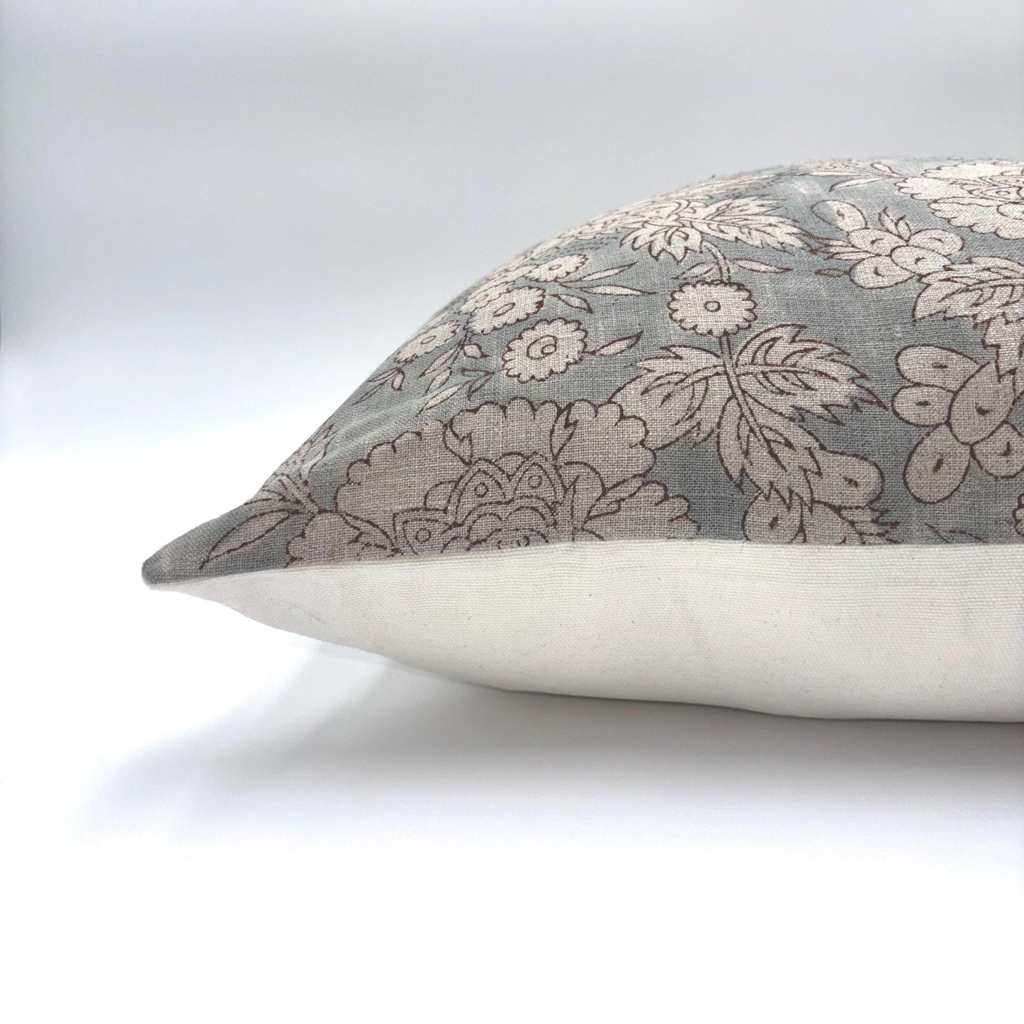Ethan - hand block printed linen pillow cover (gray)