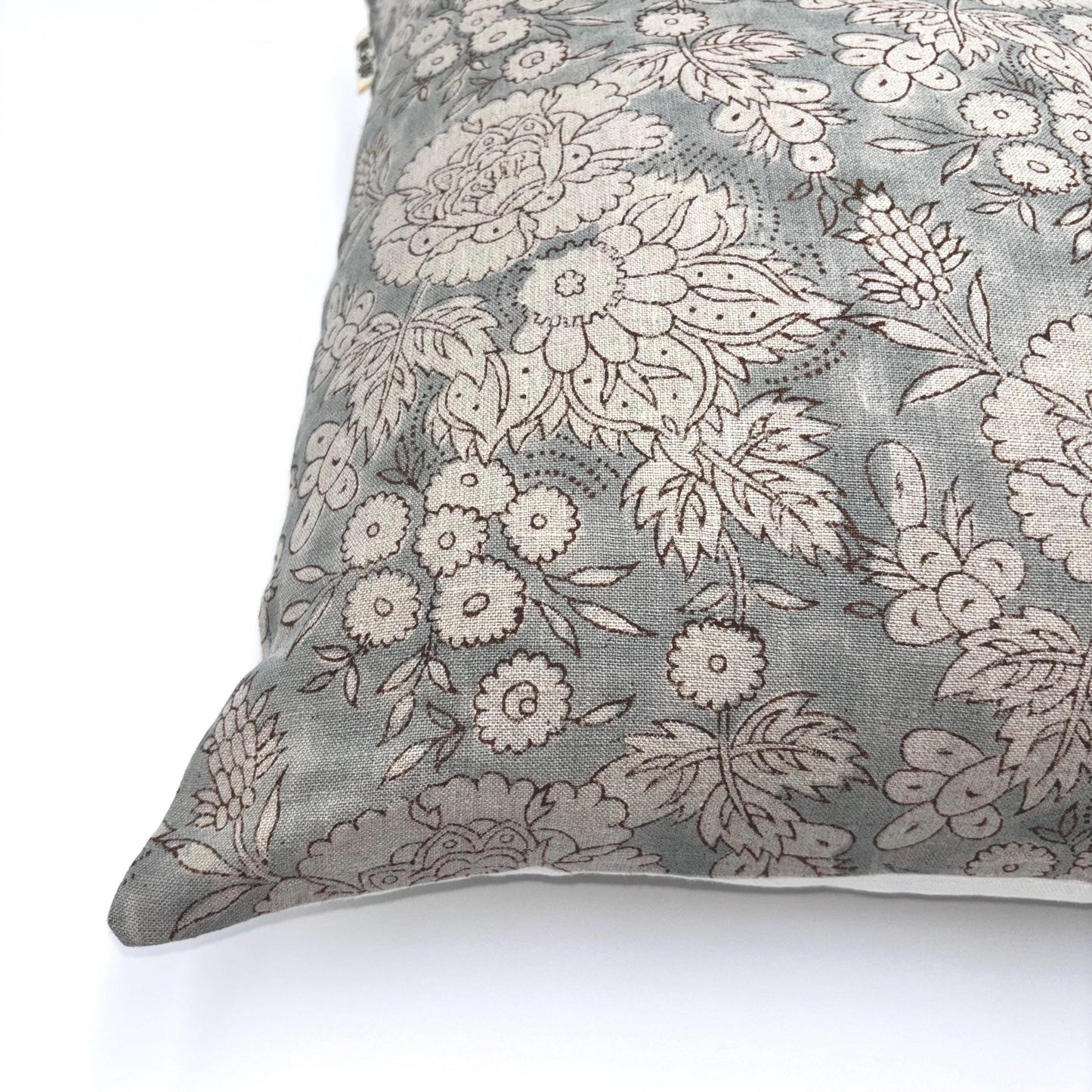 Ethan - hand block printed linen pillow cover (gray)