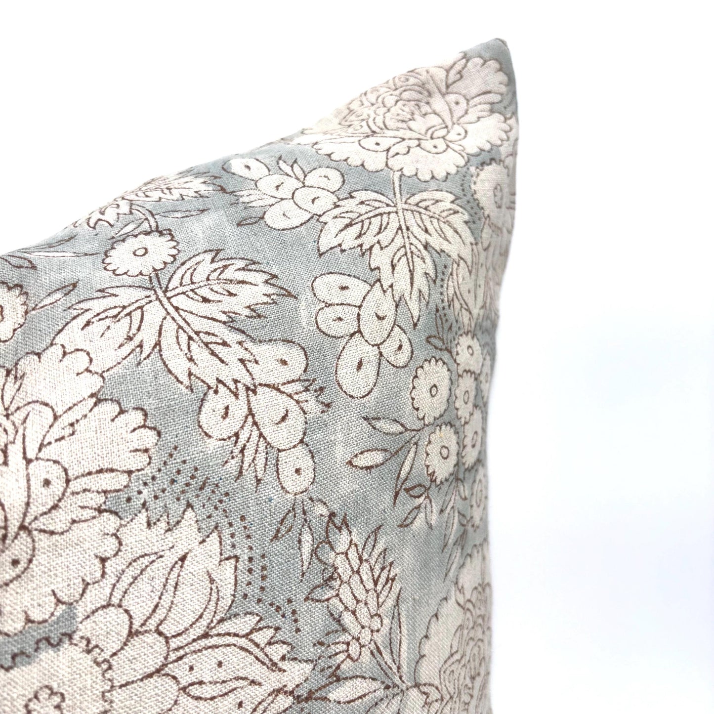 Ethan - hand block printed linen pillow cover (gray)