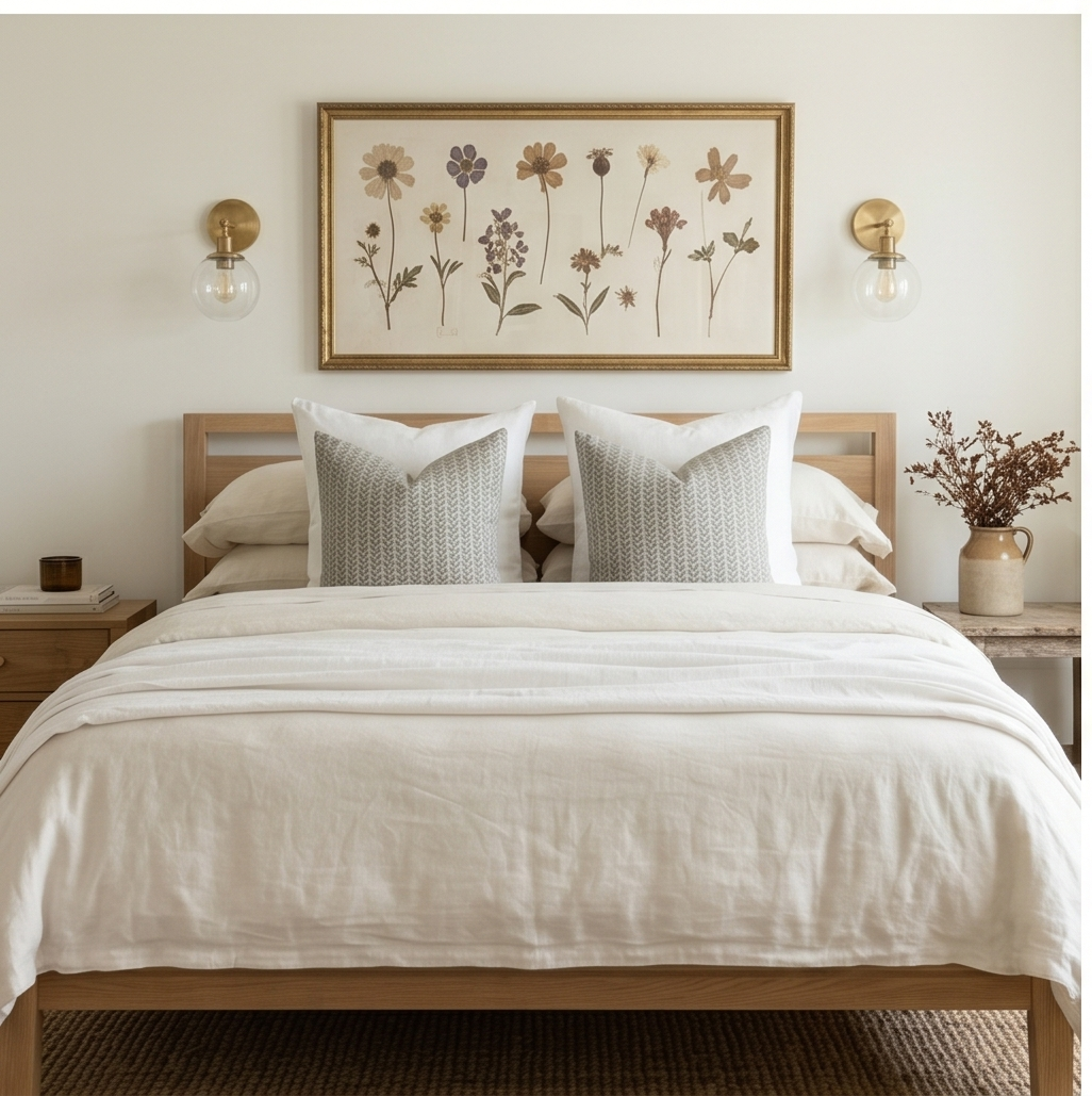 Block print floral pillow cover - gray (Alba)