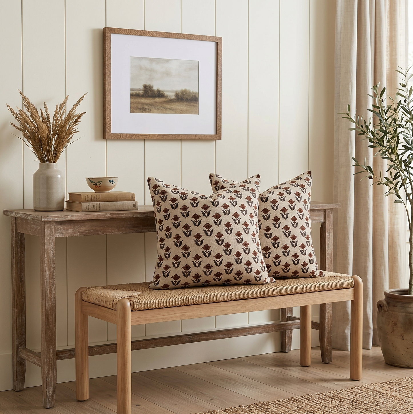 Floral pillow cover - rust-brown (Tulip)