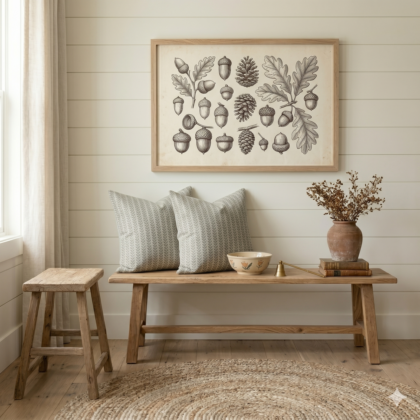 Block print floral pillow cover - gray (Alba)