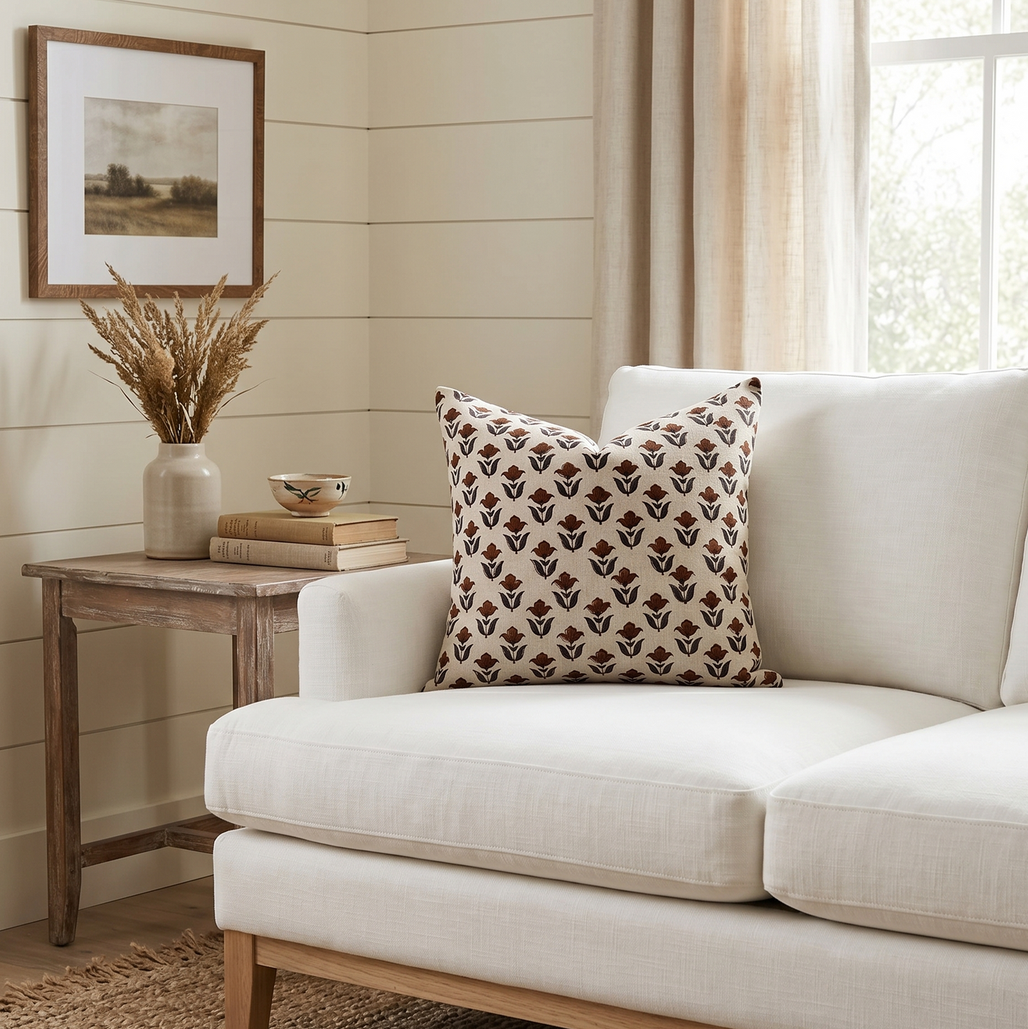 Floral pillow cover - rust-brown (Tulip)