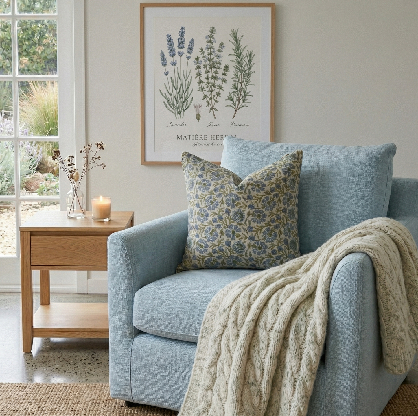 Hand block printed pillow cover - green and blue (Kaya)