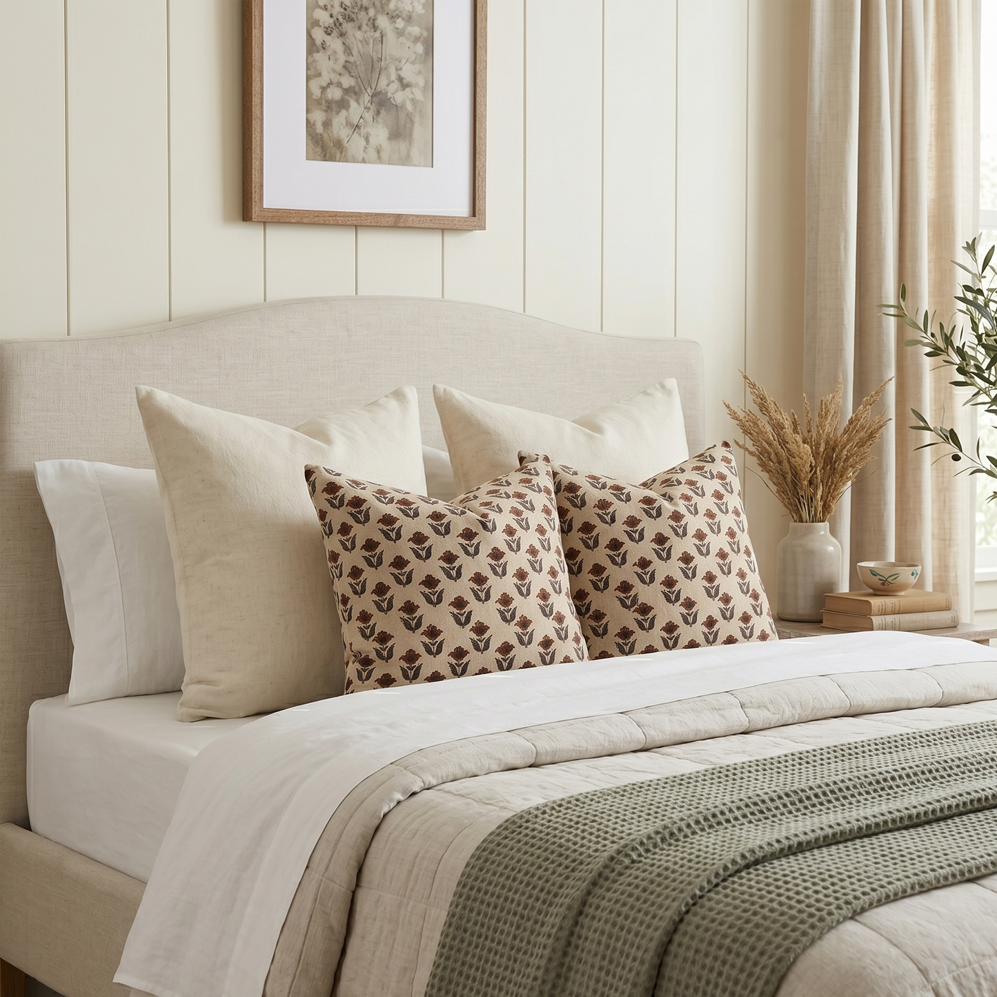 Floral pillow cover - rust-brown (Tulip)