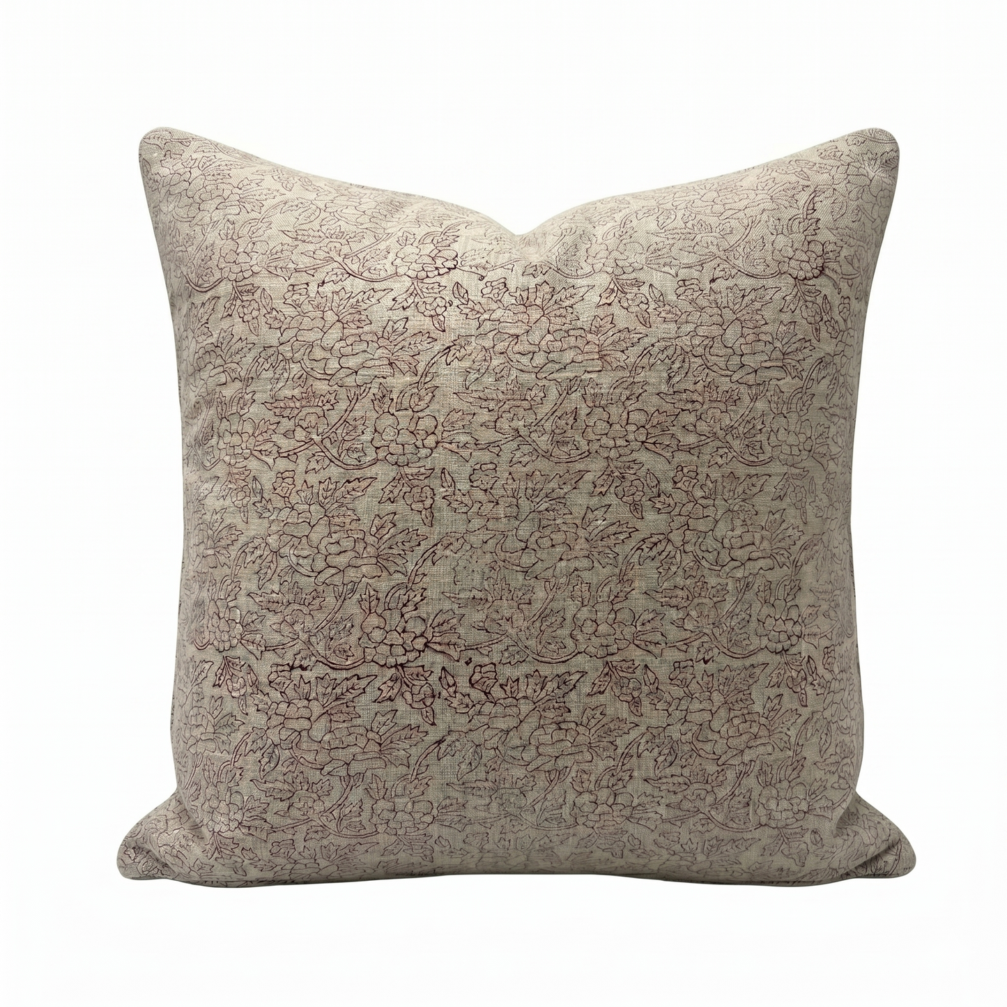 Hand block printed floral pillow cover - red and beige (Arya)