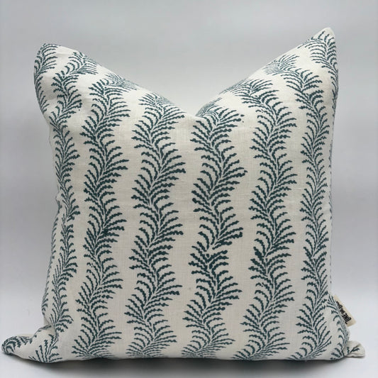Alia - hand block printed linen pillow cover (blue)