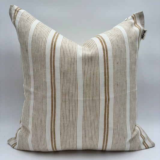 Mason - yard dyed striped linen pillow cover (beige)