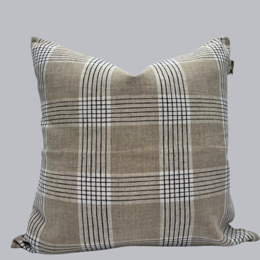 Leah - yarn dyed linen pillow cover (beige)