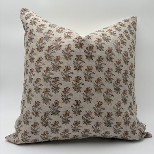 Opa - hand block printed linen pillow cover