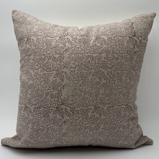Arya - hand block printed linen pillow cover (red)