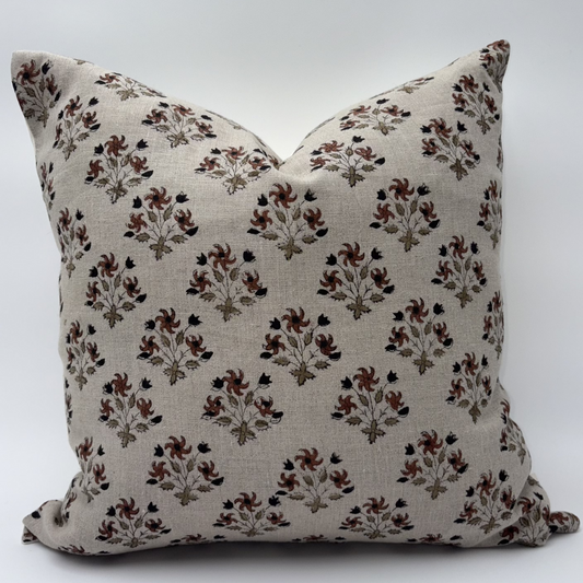 Chenoa - hand block printed linen pillow cover