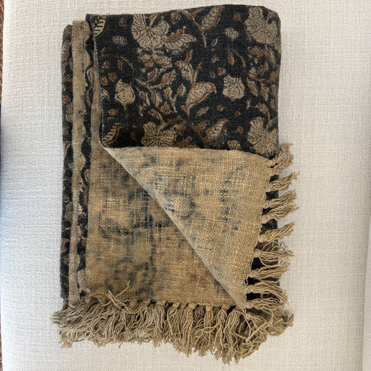 Poppy - hand block printed throw