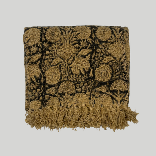Autumn - hand block printed throw