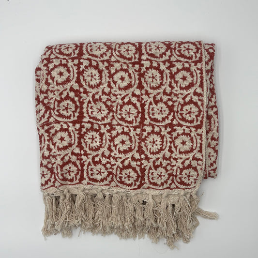 Celine - block print throw blanket (red)