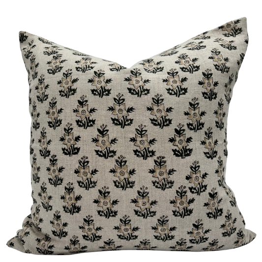 Floral pillow cover - beige and green (Magnolia)