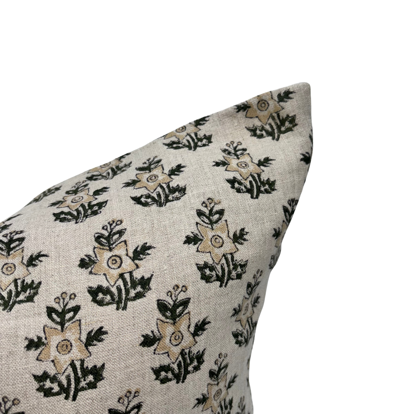 Floral pillow cover - beige and green (Magnolia)