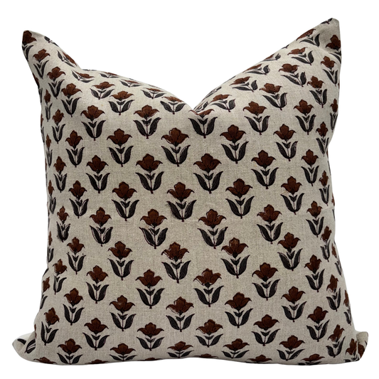 Floral pillow cover - rust-brown (Tulip)