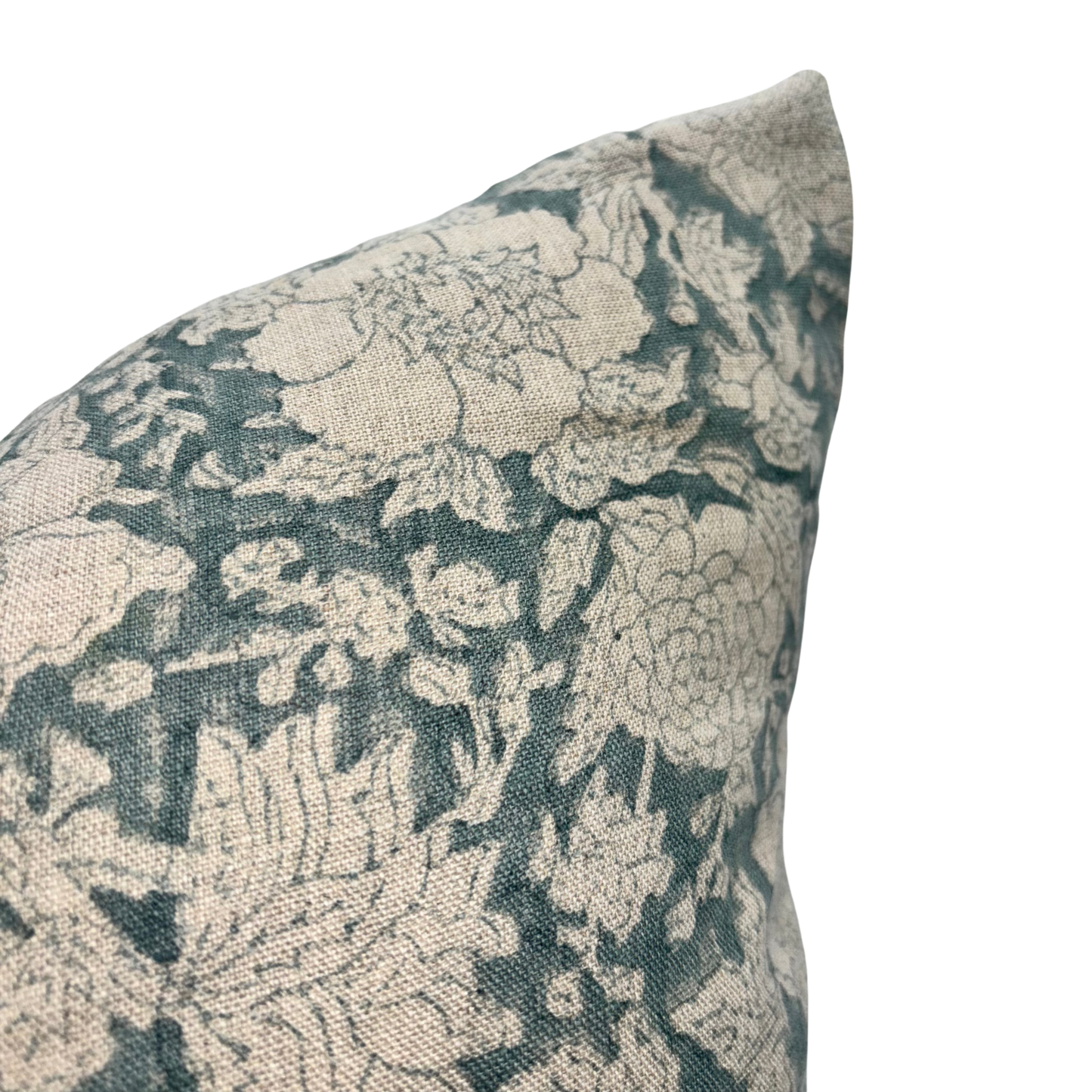 Block print floral pillow cover - blue (Adeline)