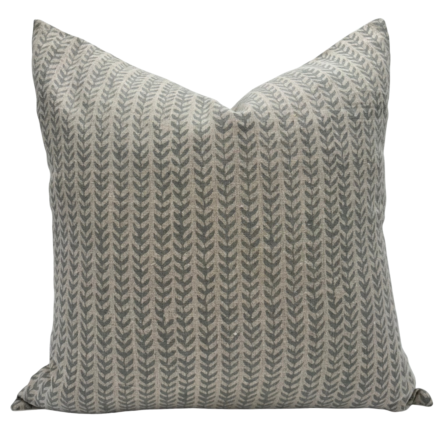 Block print floral pillow cover - gray (Alba)