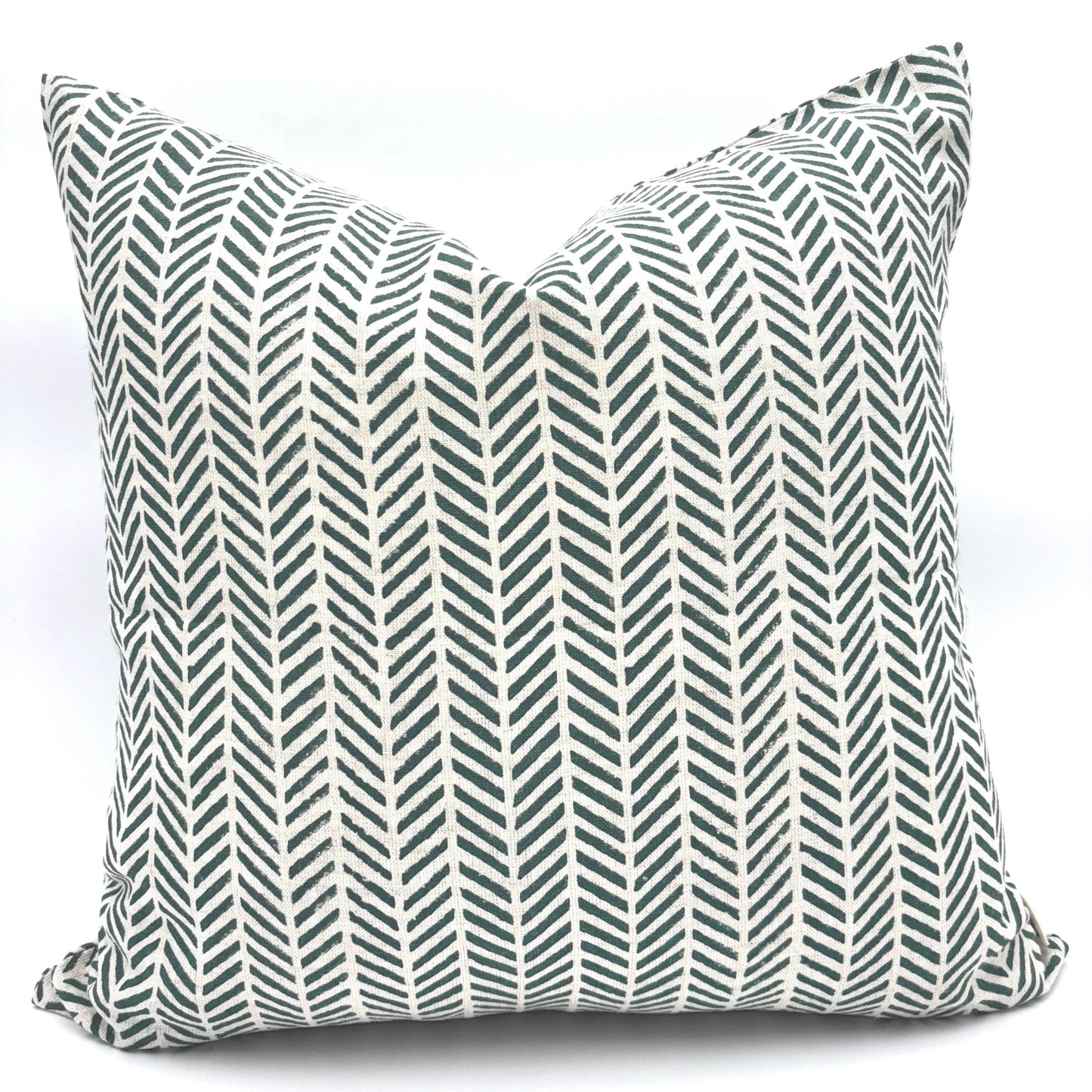 Noor - block printed linen pillow cover (green)