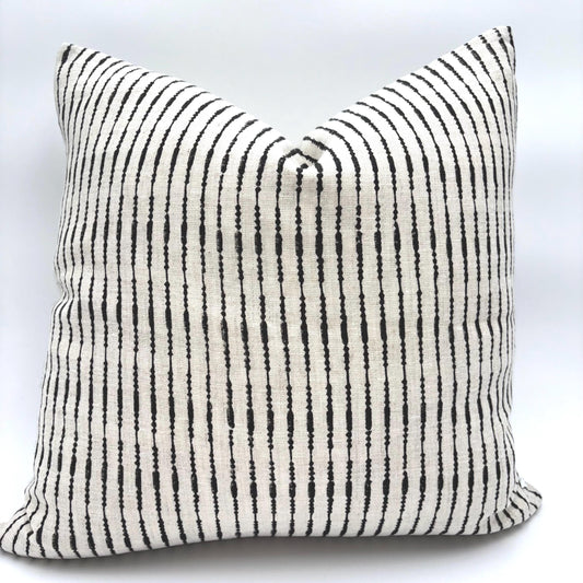Ida - hand block printed linen pillow cover (black)