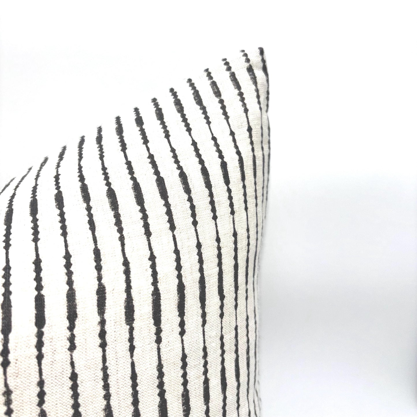 Ida - hand block printed linen pillow cover (black)