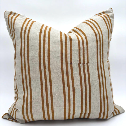 Reina - hand block printed linen pillow cover (rust)