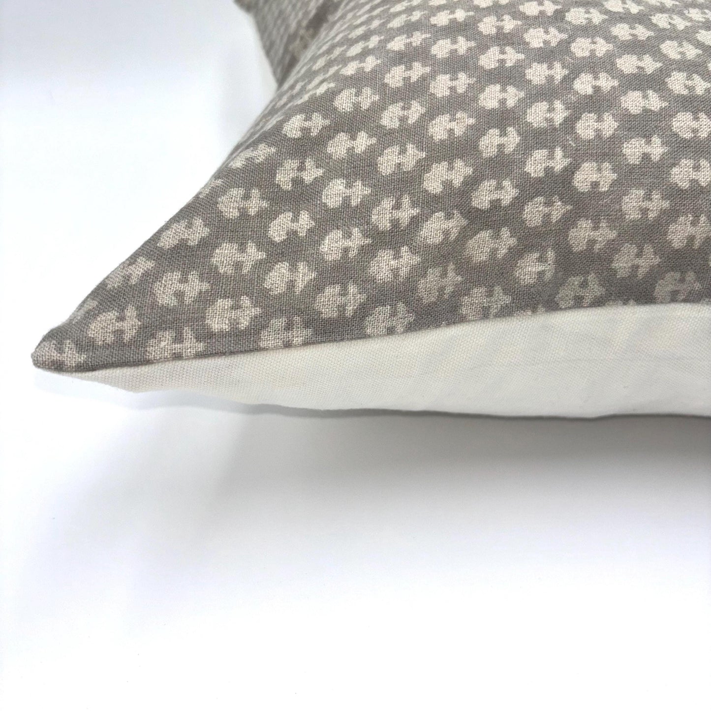 Juliet - hand block printed linen pillow cover (gray)