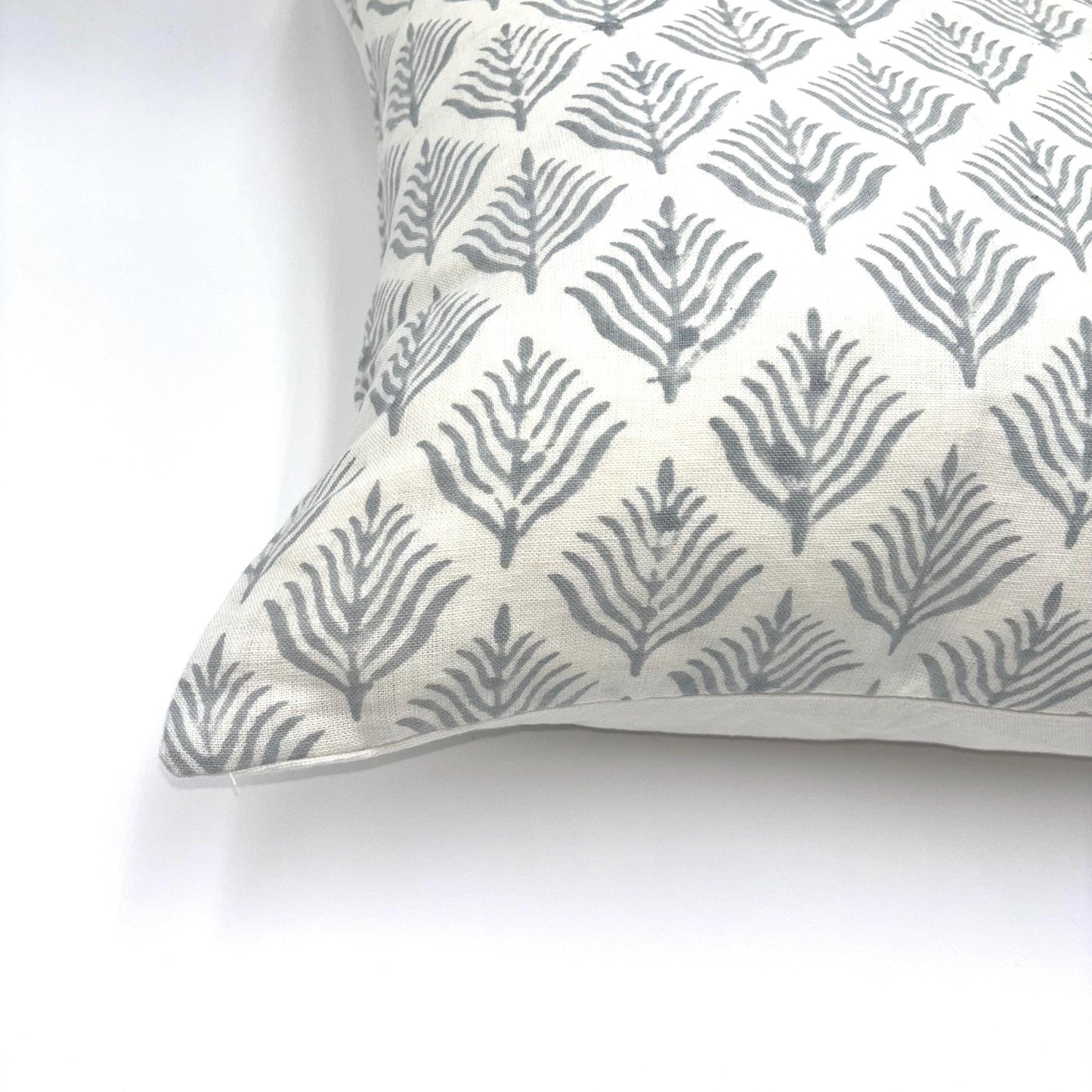 Willow - hand block printed linen pillow cover (blue)