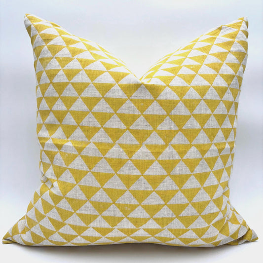 Yuna - hand block printed linen pillow cover (yellow)