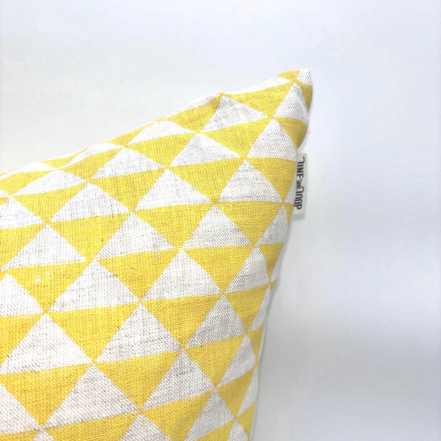 Yuna - hand block printed linen pillow cover (yellow)