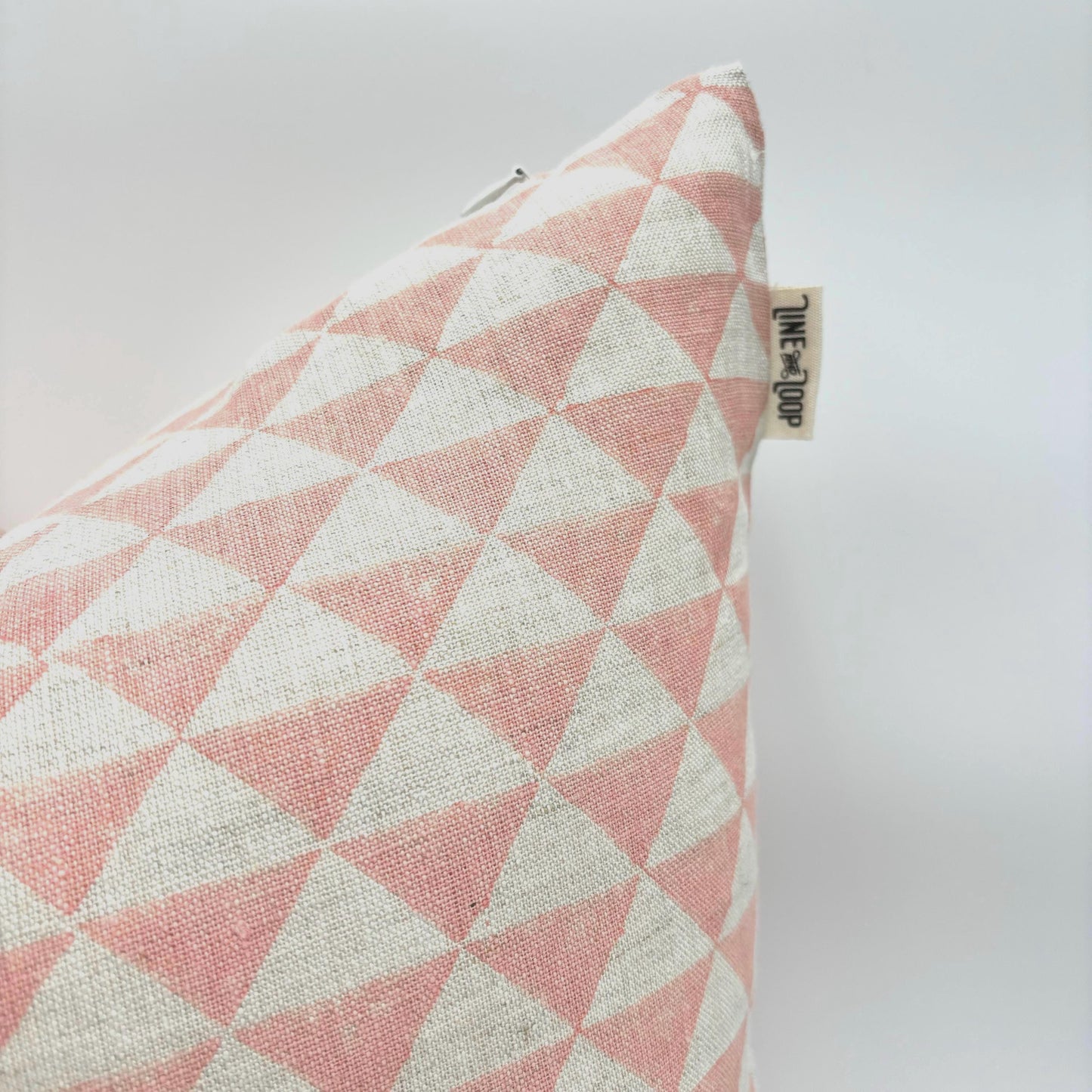 Leon - hand block printed linen pillow cover (pink)