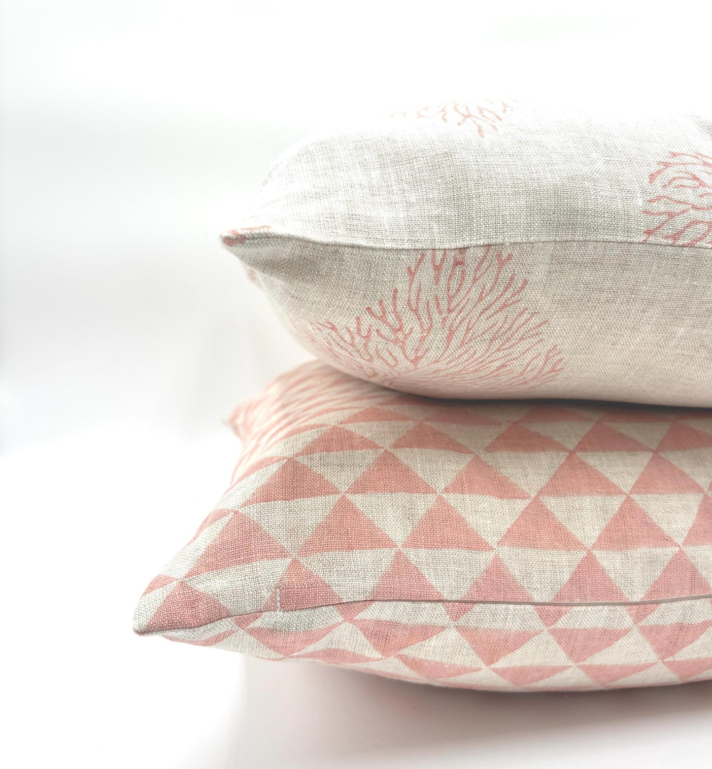 Leon - hand block printed linen pillow cover (pink)
