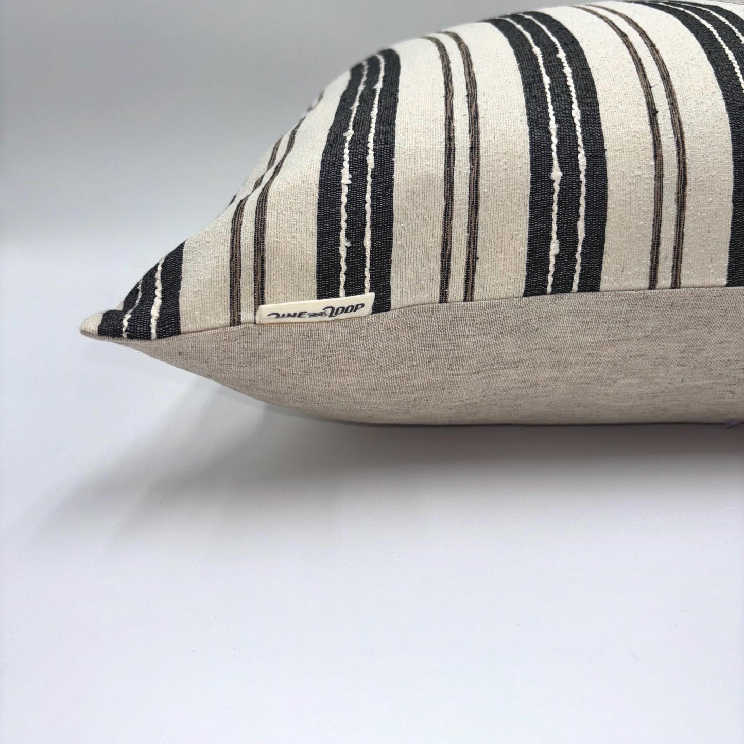 Max - yard dyed silk striped silk pillow cover (navy blue)