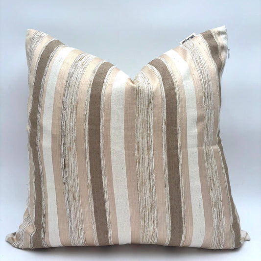 Nicholas - yarn dyed striped silk pillow cover (beige, pink)