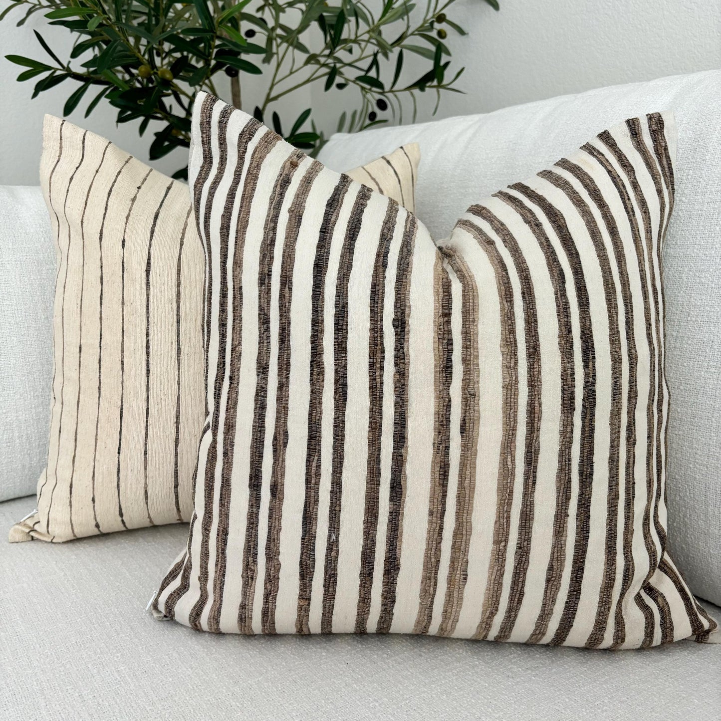 Natalia - yarn dyed striped silk pillow cover (brown)