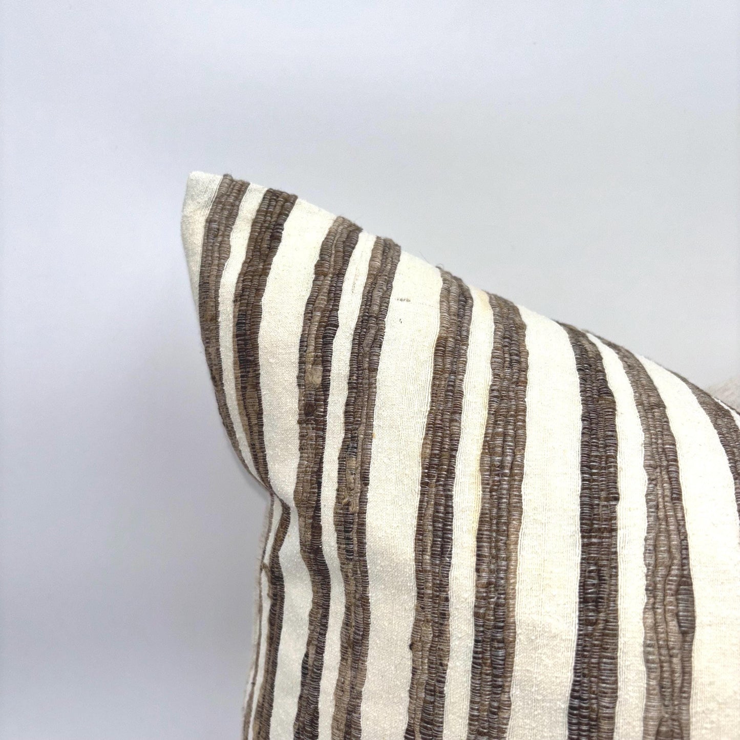 Natalia - yarn dyed striped silk pillow cover (brown)
