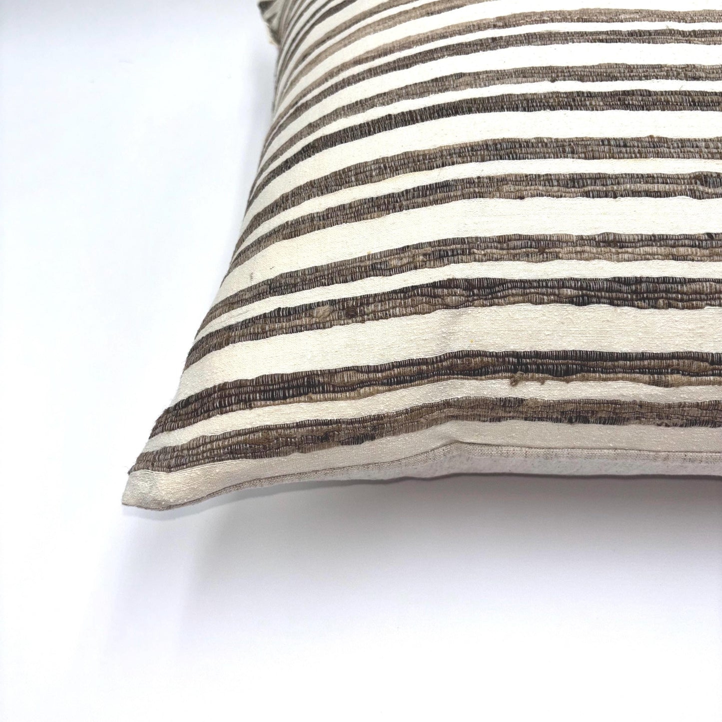 Natalia - yarn dyed striped silk pillow cover (brown)