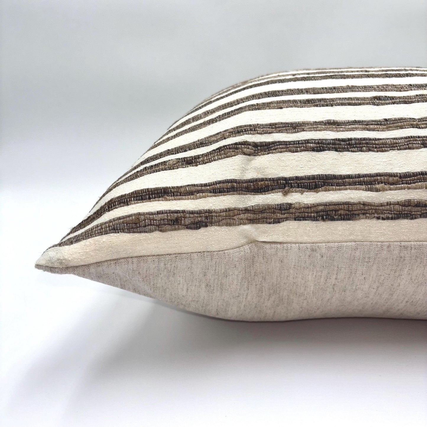 Natalia - yarn dyed striped silk pillow cover (brown)