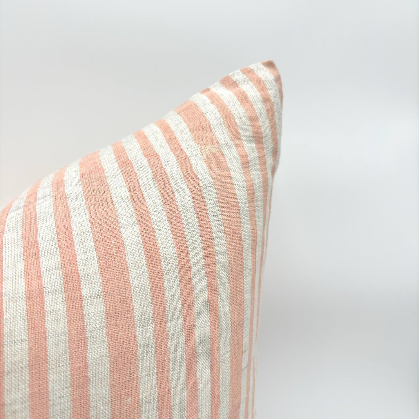 Liam - hand block printed linen pillow cover (light pink)