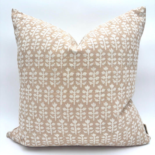Mila - hand block printed linen pillow cover (peach)