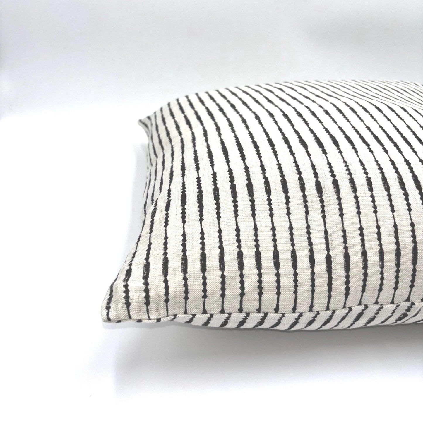 Ida - hand block printed linen pillow cover (black)