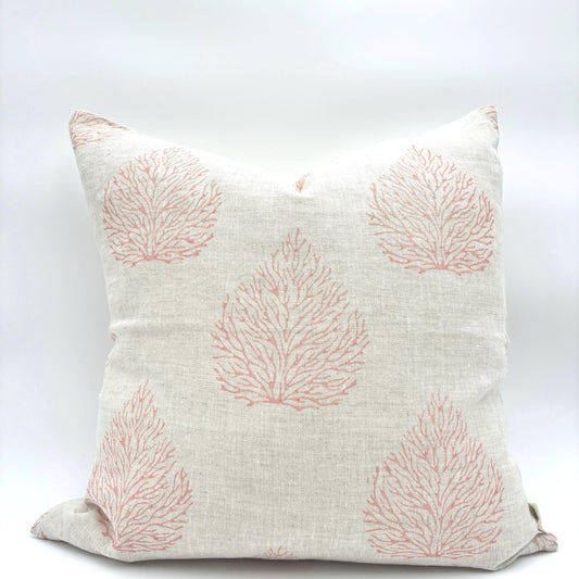 Simone - hand block printed linen pillow cover (pink)