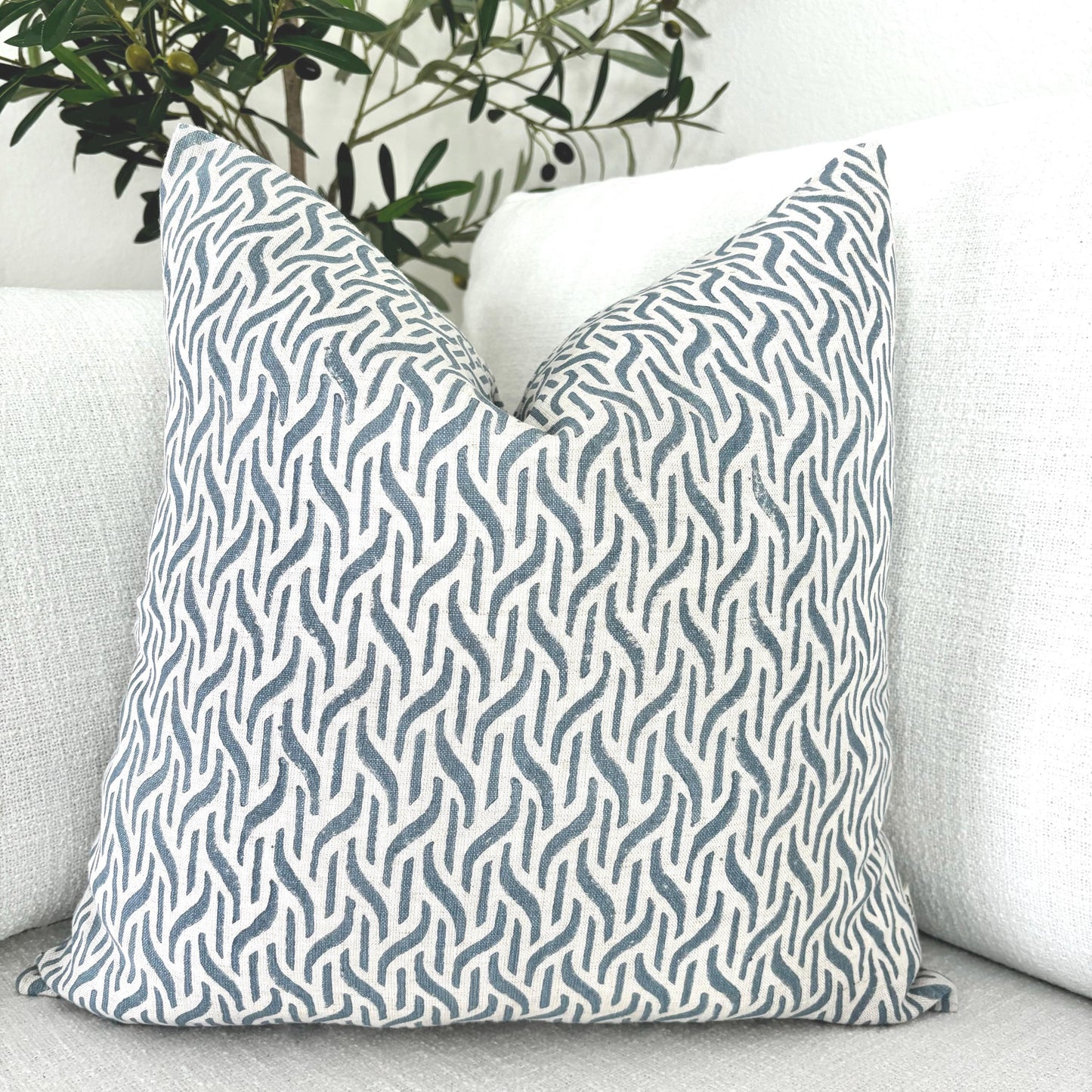 Odetta - hand block printed linen pillow cover