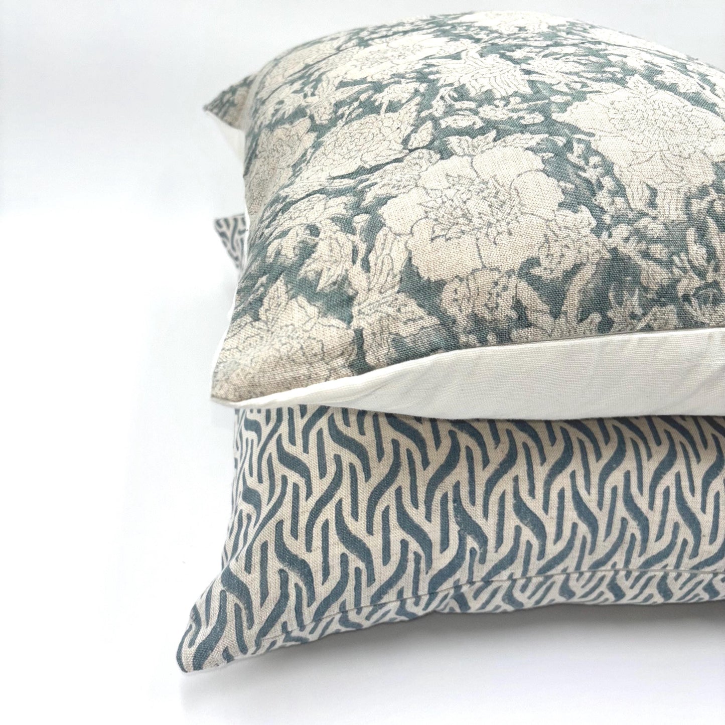 Odetta - hand block printed linen pillow cover