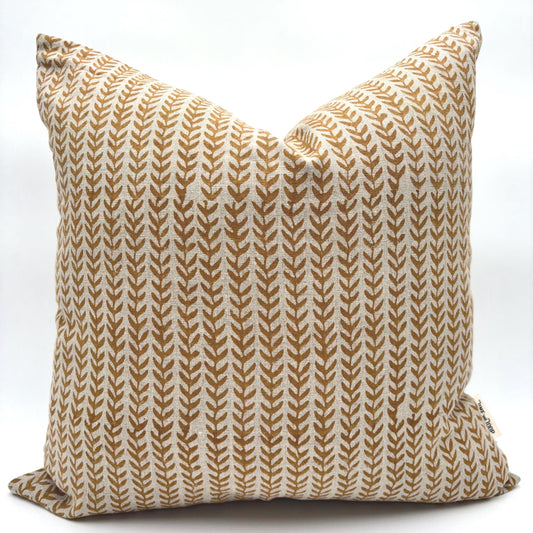 Maya - hand block printed linen pillow cover (rust)